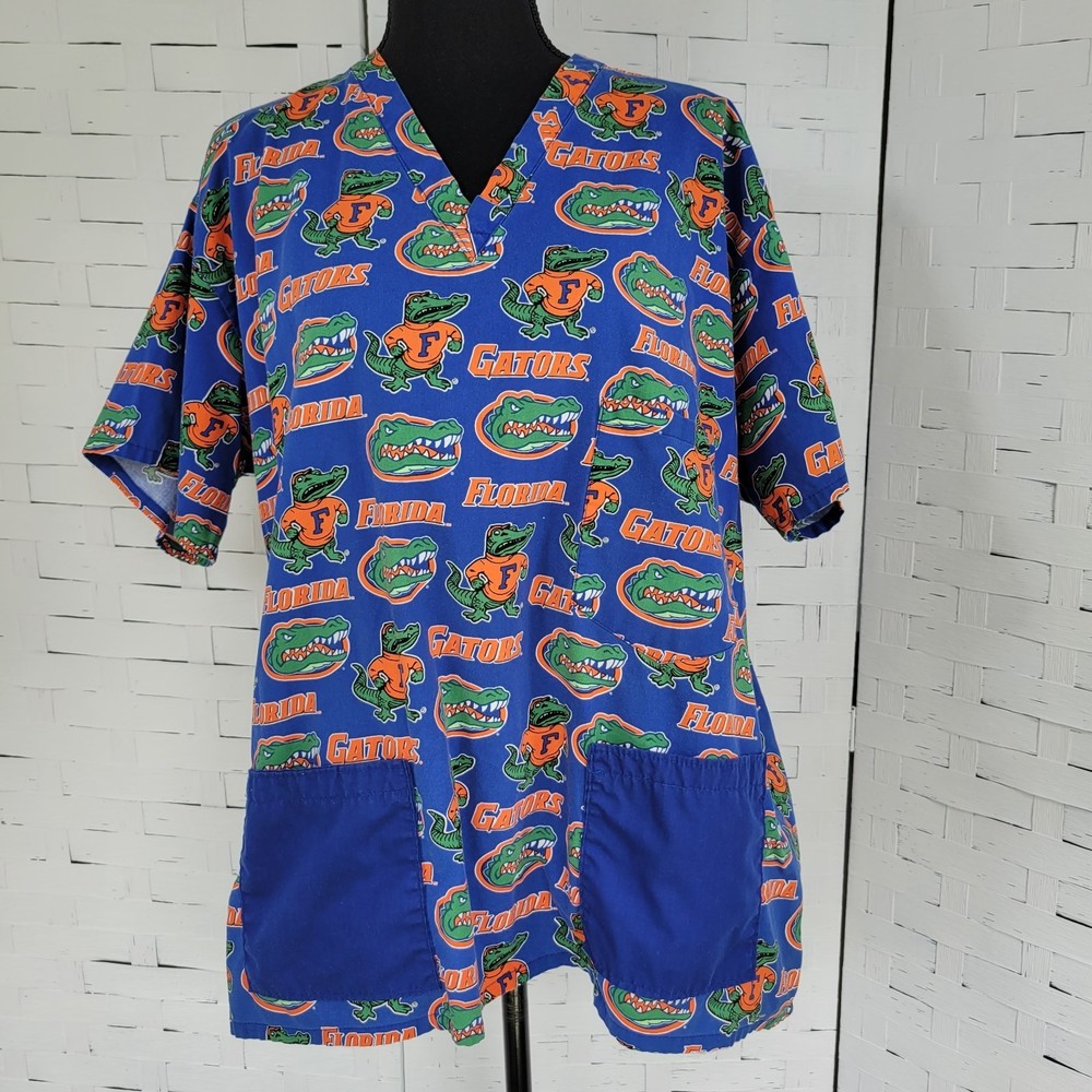 Florida Gators Scrub Top Cotton 2 Pockets   Size Large